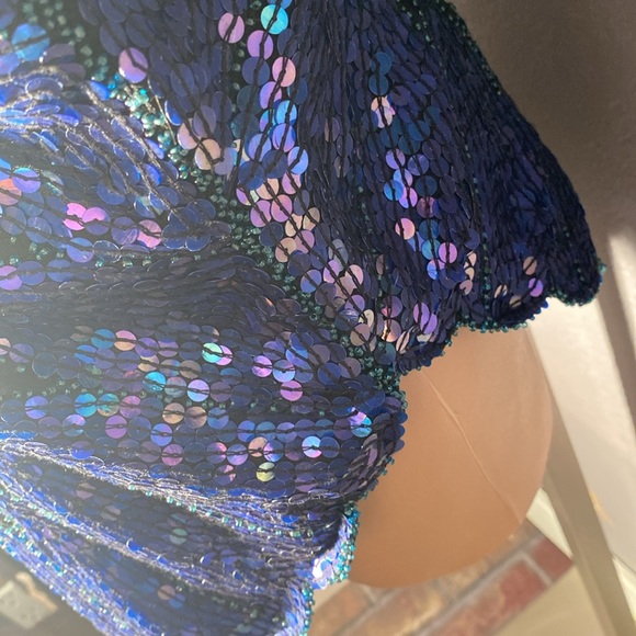 PHOOL - NWT - top: vintage black s/s sequins / butterfly, shldr pads, lining - L - Picture 13 of 16